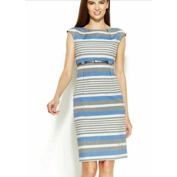 Calvin Klein Stripe Sheath Sleeveless Dress Womens Size 10 (1233) - Picture 1 of 7